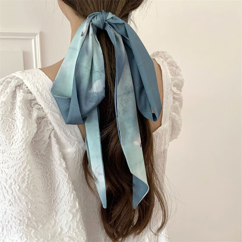 砚古丝巾发带如是敦煌艺术感长条优雅双面小丝巾中国风发带绑发春秋