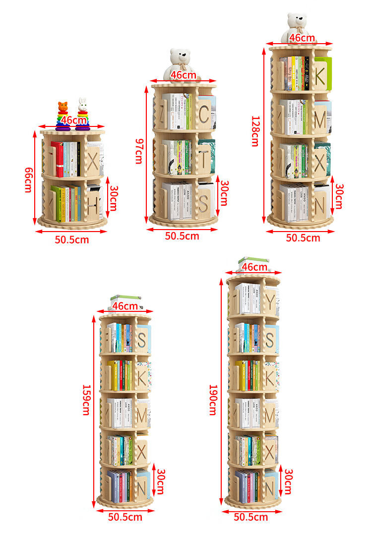 旋轉書架落地360度簡易實木小書架旋轉書架落地簡約家用繪本架置物架