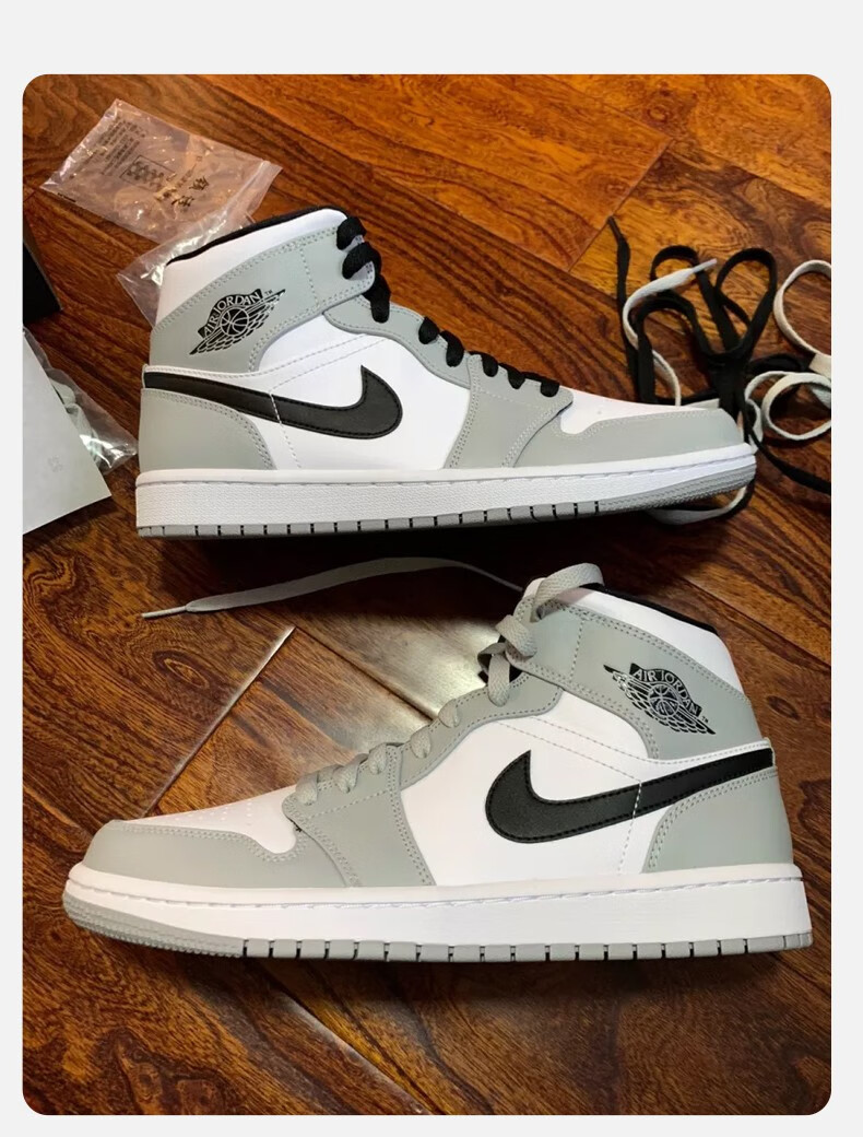 nike耐克 air jordan 1 mid aj1烟灰男子中帮运动篮球鞋 554724-092