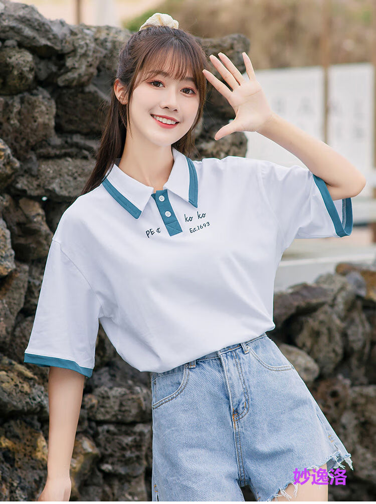 妙逸洛夏季短袖恤恤衫学生少女高中初中生穿的夏天衣服中学生女装原宿