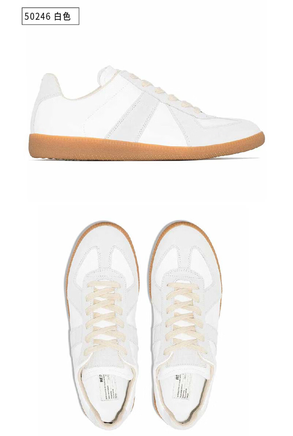 maisonmargiela马吉拉 欧阳娜娜同款女士德训鞋皮质低帮白色系带休闲