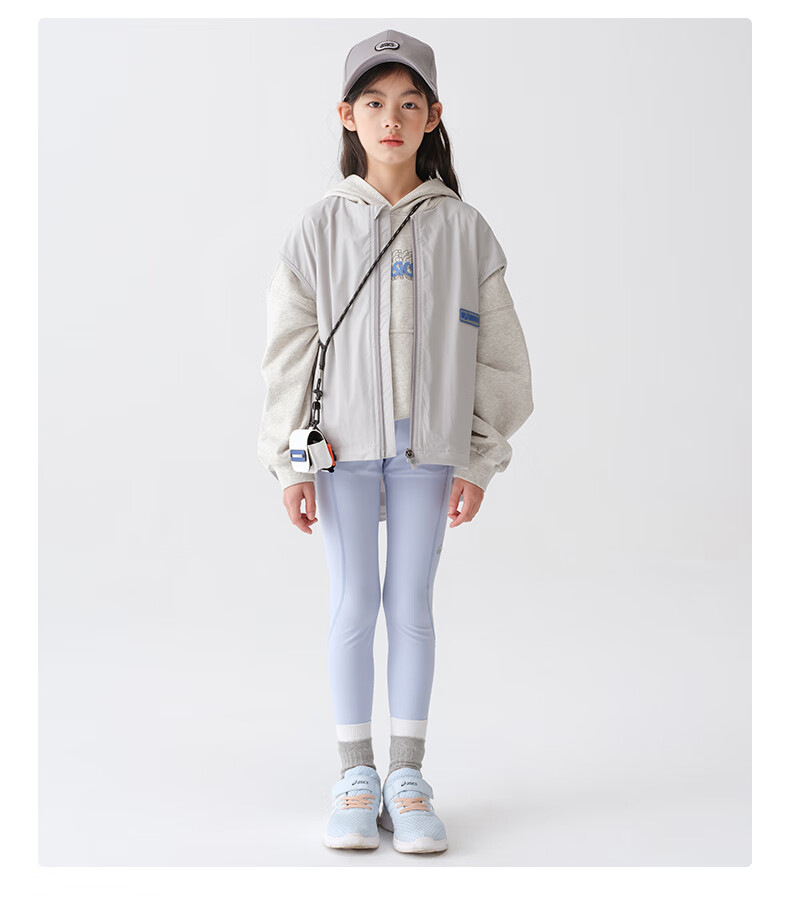 asics亚瑟士22春季新品儿童运动紧身裤女童打底裤瑜伽裤38天蓝色150cm