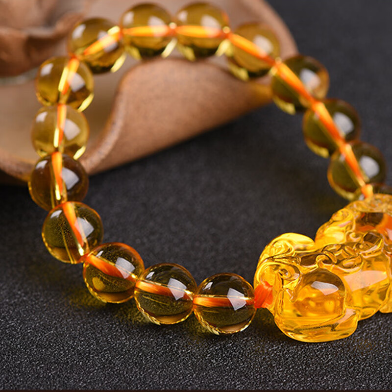 黄水晶貔貅手链转运款旺事业佛珠手串聚财 众生开运款10mm 貔貅(标准