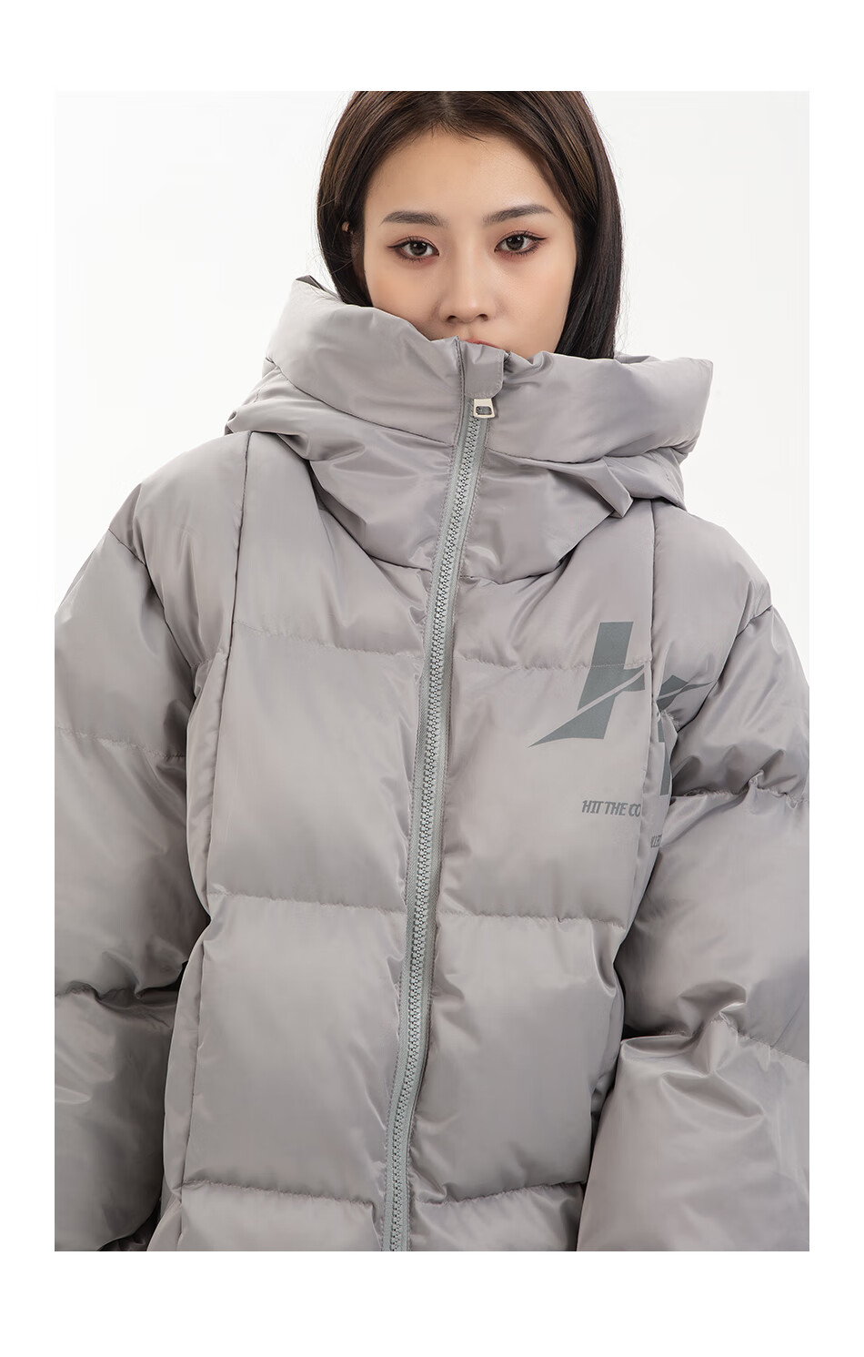 赤泽htcu不对称夜光棉服男潮牌嘻哈冬季保暖发光棉衣棉袄ins加厚外套