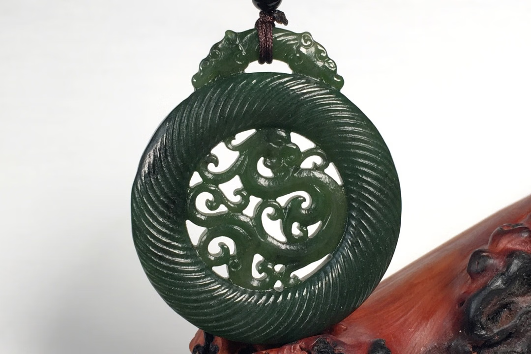 逸阅堂天然和田玉碧玉仿古凤玉佩仿古款双面工艺镂空必定成凤玉璧 约