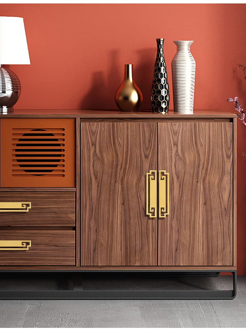 创逸坊新中式纯铜拉手柜门中式黄铜仿古家具复古橱柜全铜抽屉衣柜铜