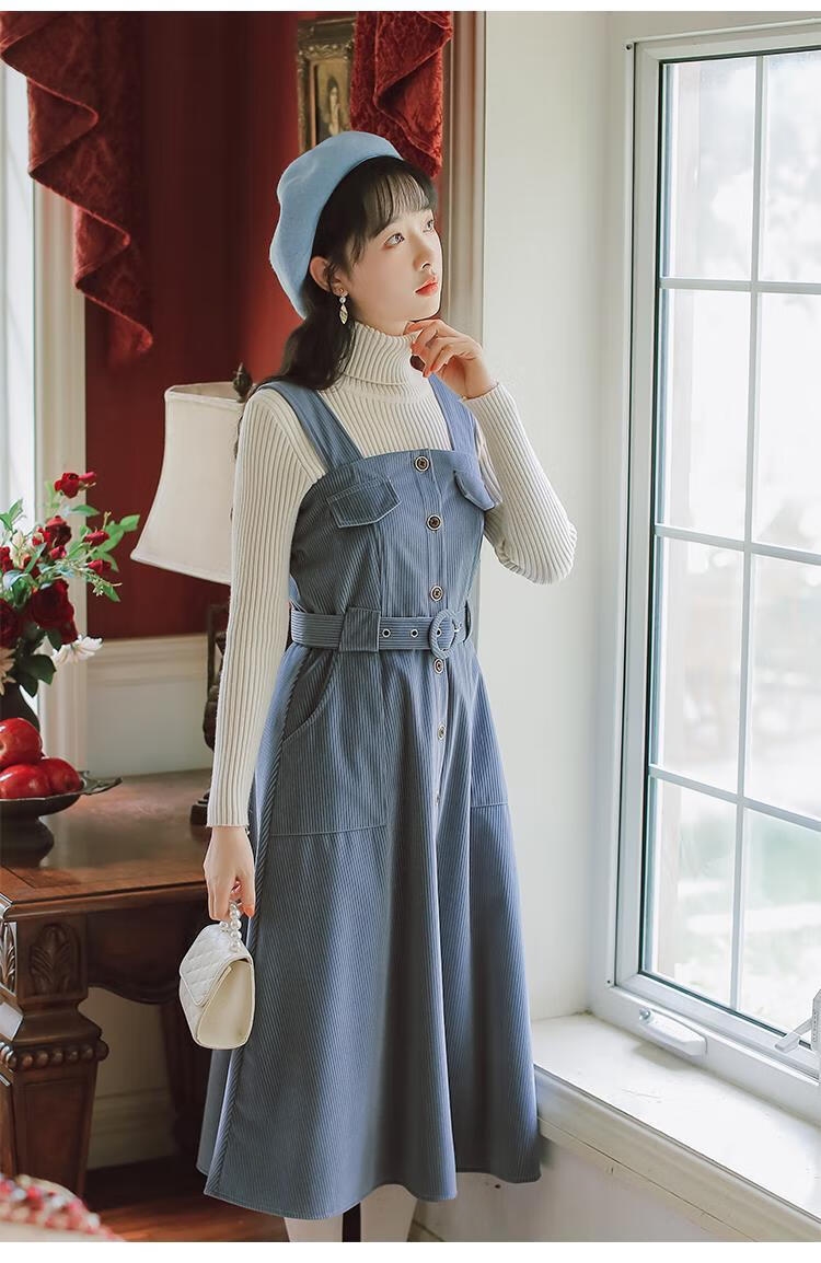 【高品质】【品牌特价】2020新款女装秋冬季百搭灯芯绒保暖加厚背带裙