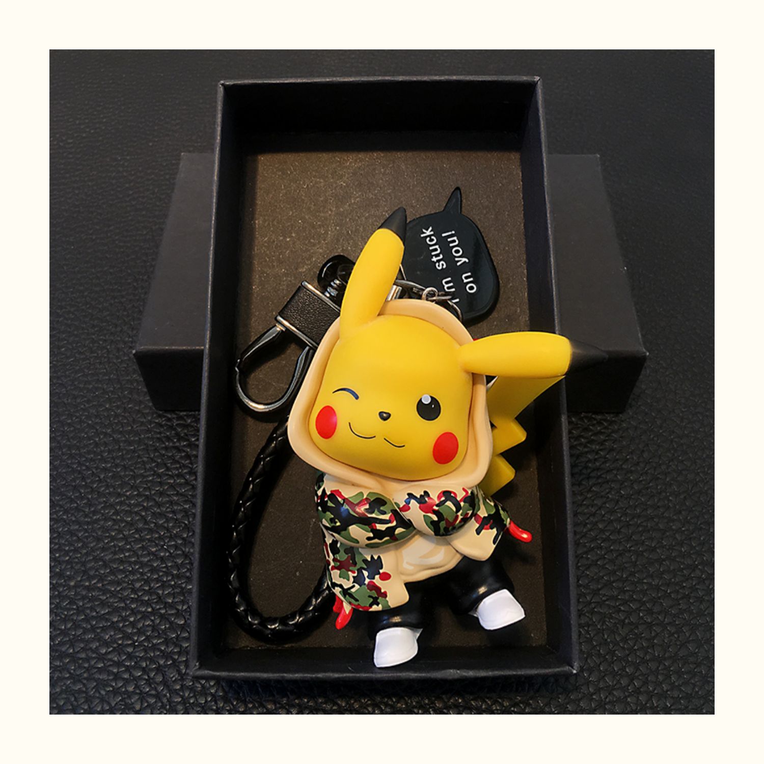 创意可爱牛仔皮卡丘汽车钥匙扣挂件男女情侣书包挂饰个性高档礼物牛仔