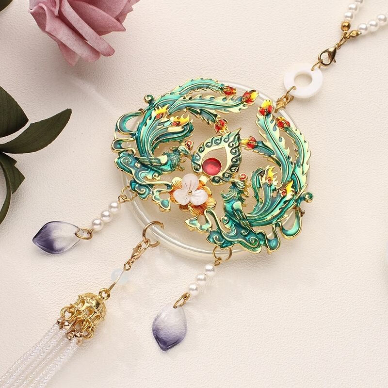 汉服装饰禁步压襟腰饰唐装饰品古风吊坠旗袍古风佩饰腰佩长流苏 如图