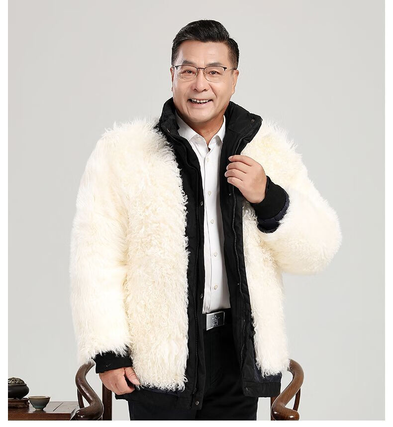 中老年保暖加厚羊皮衣皮袄秋冬季真外套 羊剪绒袖子带毛(全身羊毛)