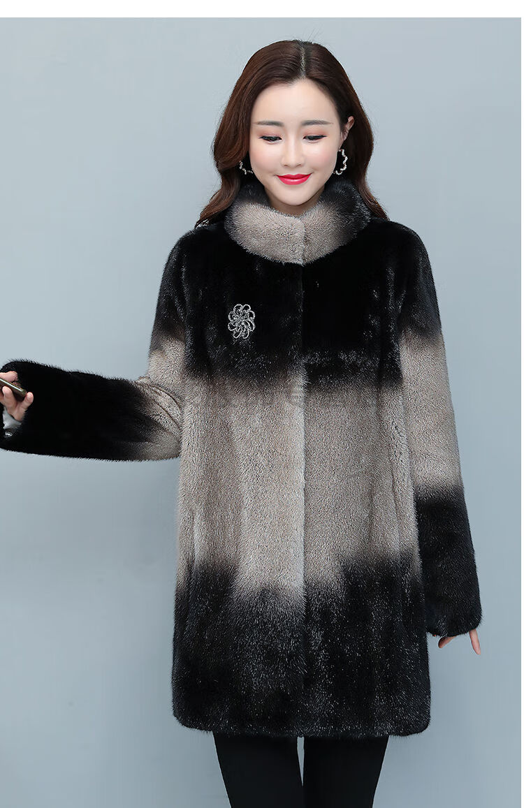 高端轻奢海宁皮草整貂貂皮大衣冬季中年妈妈中长款高端加厚毛外套女款