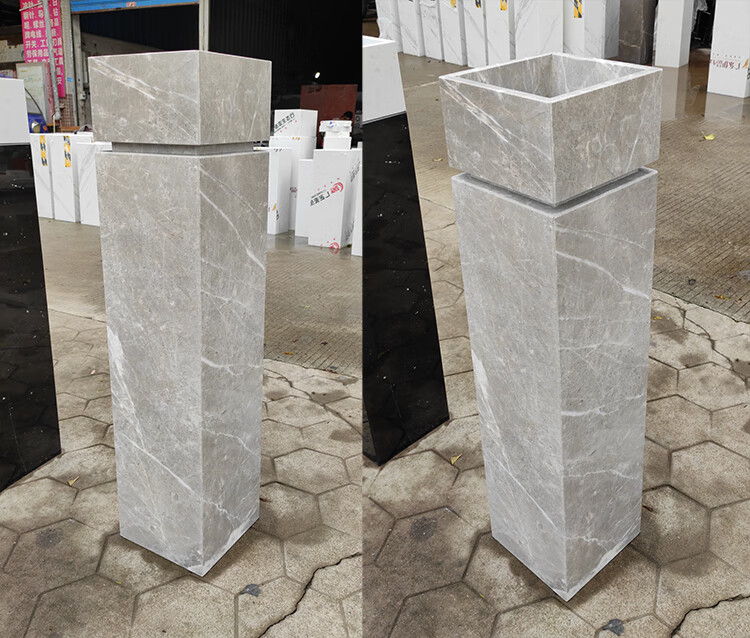 大理石底座落地摆件雕塑底座摆台云多拉灰石售楼处上层252515下层2525