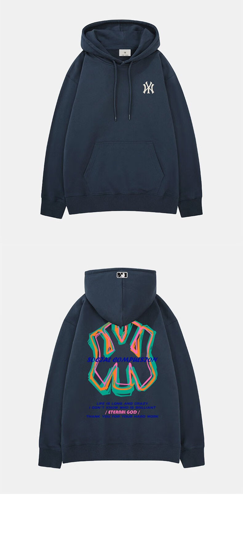 txs mlb ny官方 韩国连帽mlb卫衣男士休闲百搭帽衫情侣宽松潮牌ny外套