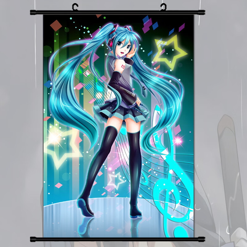 初音未来miku周边动漫挂画海报装饰墙贴画二次元周边布画来图制作 图