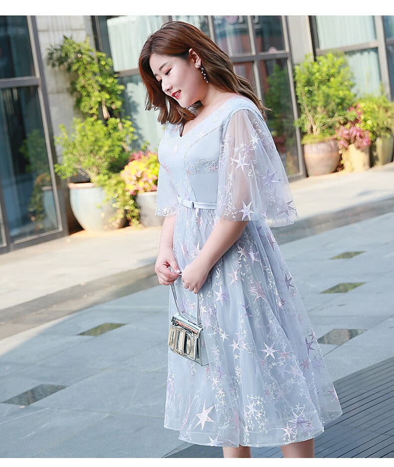 伴娘服平常可穿大码胖mm加肥女胖m2021宴会小礼服200斤显瘦胖女人晚