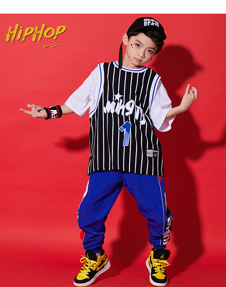 嘻哈儿童街舞套装男童宽松短袖裤子hiphop衣服少儿街舞服装演出潮短袖