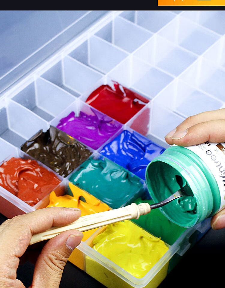 超大容量24格48格36格水粉透明调色盒丙烯颜料盒水彩加大号调色盒软盖