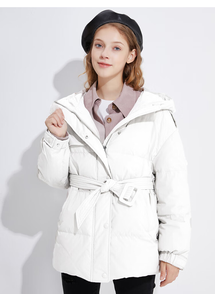 sanfu/三福2020冬季经典简约款拉链收腰保暖连帽羽绒服793198 暗灰 m