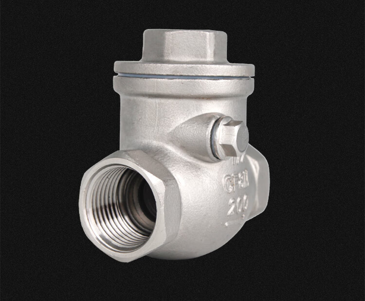 304不锈钢卧式止回阀丝扣旋启式单向阀h14水泵用止水阀4分6分1寸