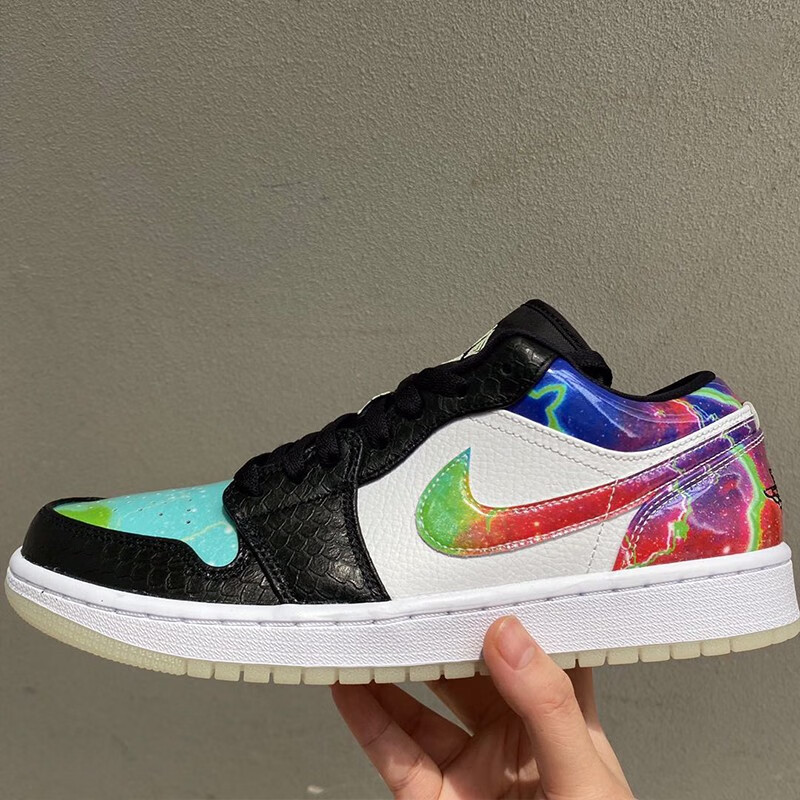 jordan 1 low aj1情人节限定大巴黎联名黄钩黑黄脚趾百家衣低帮 浅矿