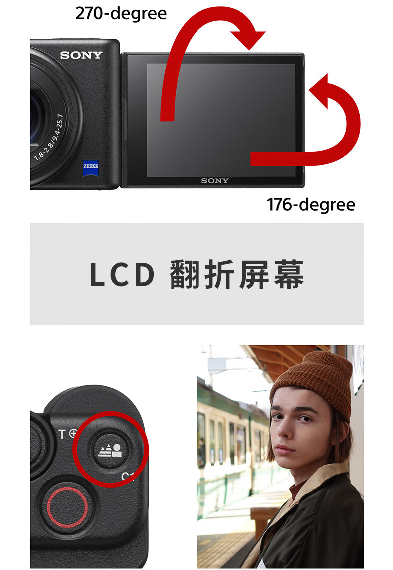 索尼sonyzv1黑卡数码相机zv1vlog小新机4k视频美肤功能美妆博主电商