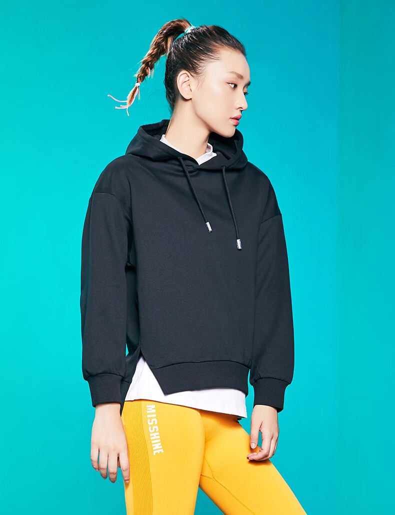 特步连帽卫衣女2020秋季上衣宽松潮流落肩女装休闲运动套头外套d 白色