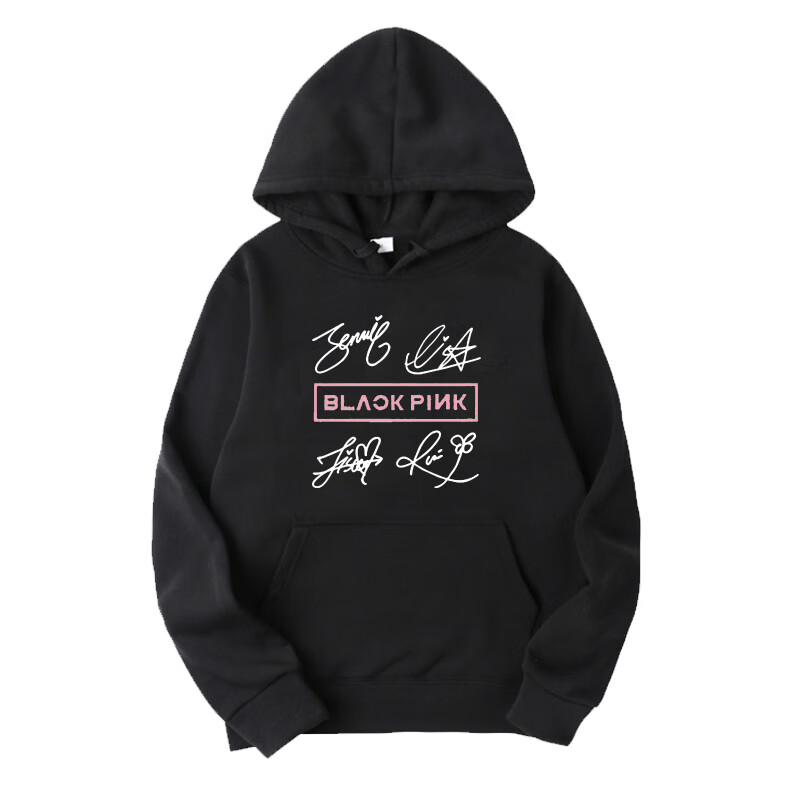 女团blackpink周边粉丝应援服lisa连帽卫衣男女情侣装秋冬上衣服黑色