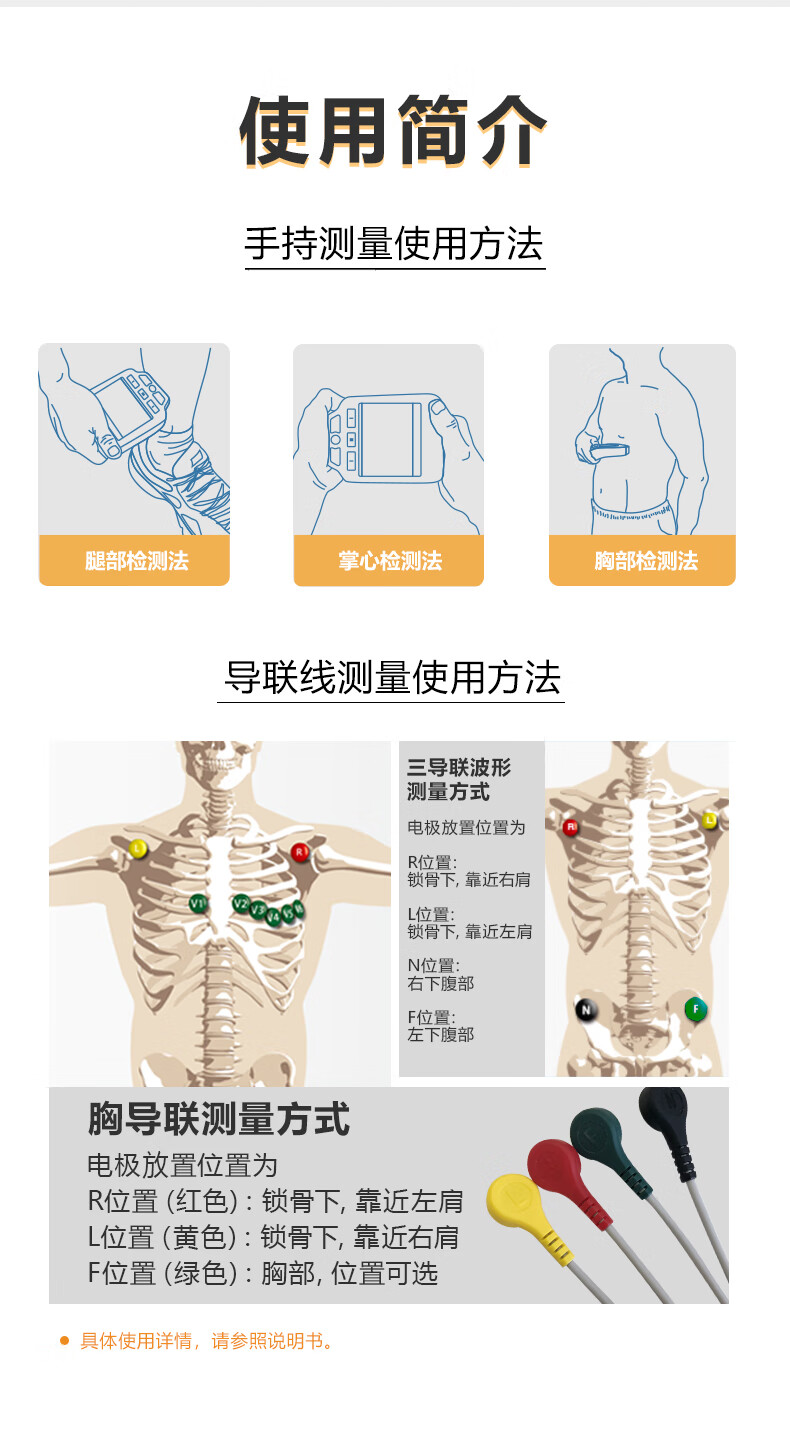 檢測儀便攜式24小時波形監測心電監護儀 180d送 300片電極片 肢體夾