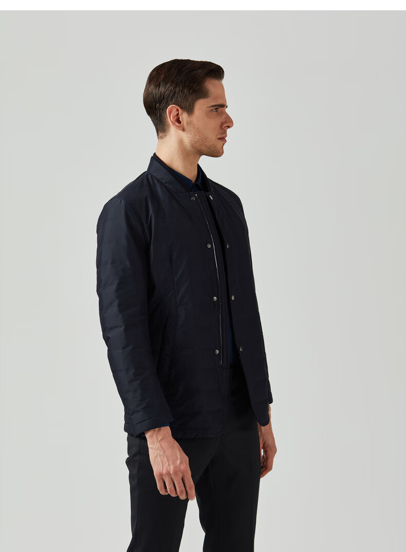 劲霸男装 2020秋季新款 男士中长版时尚茄克薄羽绒服brea3174 深兰