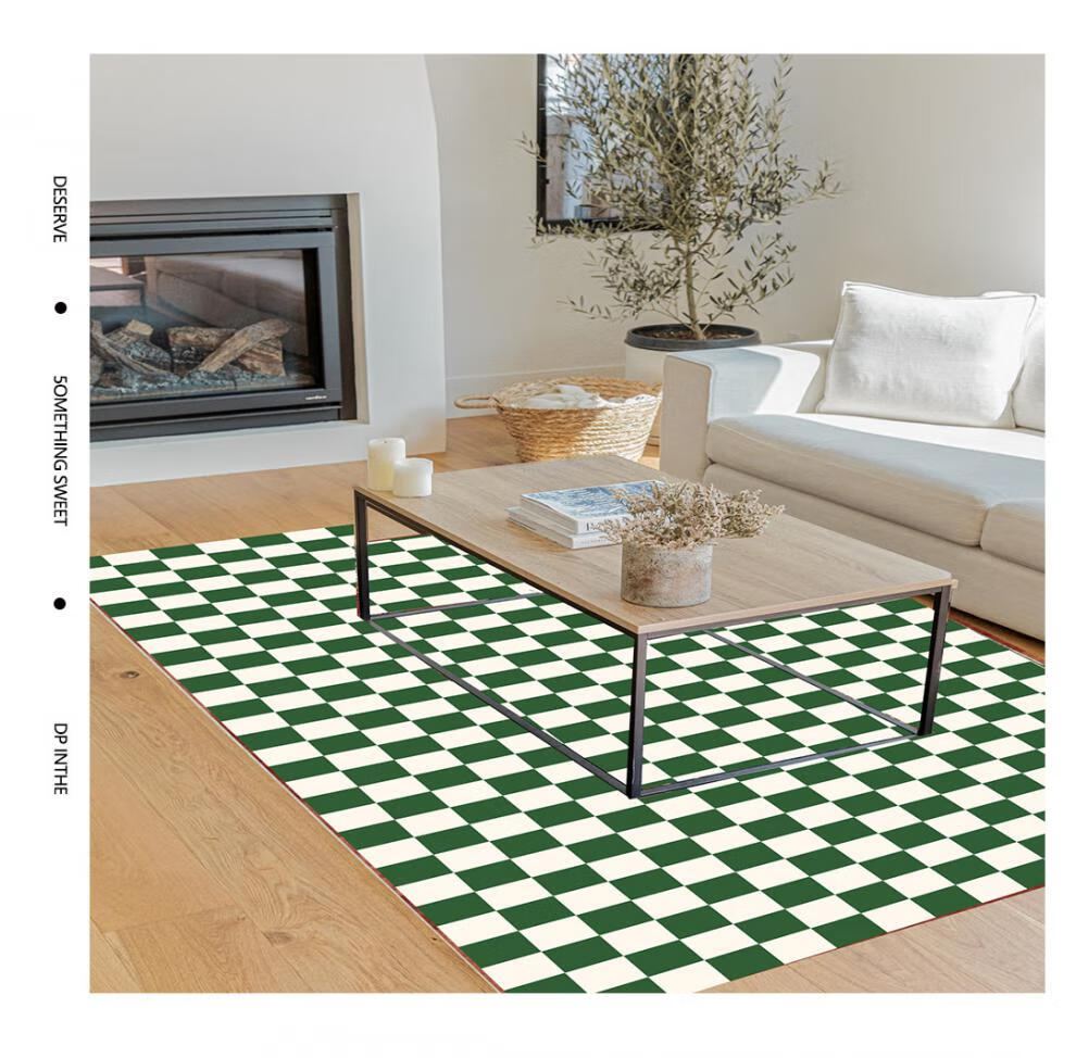 中古地毯中古棋盘格客厅地毯可爱少女ins风房间飘窗满铺衣帽间卧室