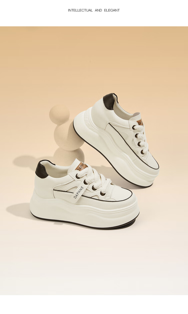 DAPHNE Women's White Sneakers, Versatile Breathable Sports Shoes, Thick-Soled Heightening Casual Trendy Skateboard Shoes for Women, Black, Size 40 10