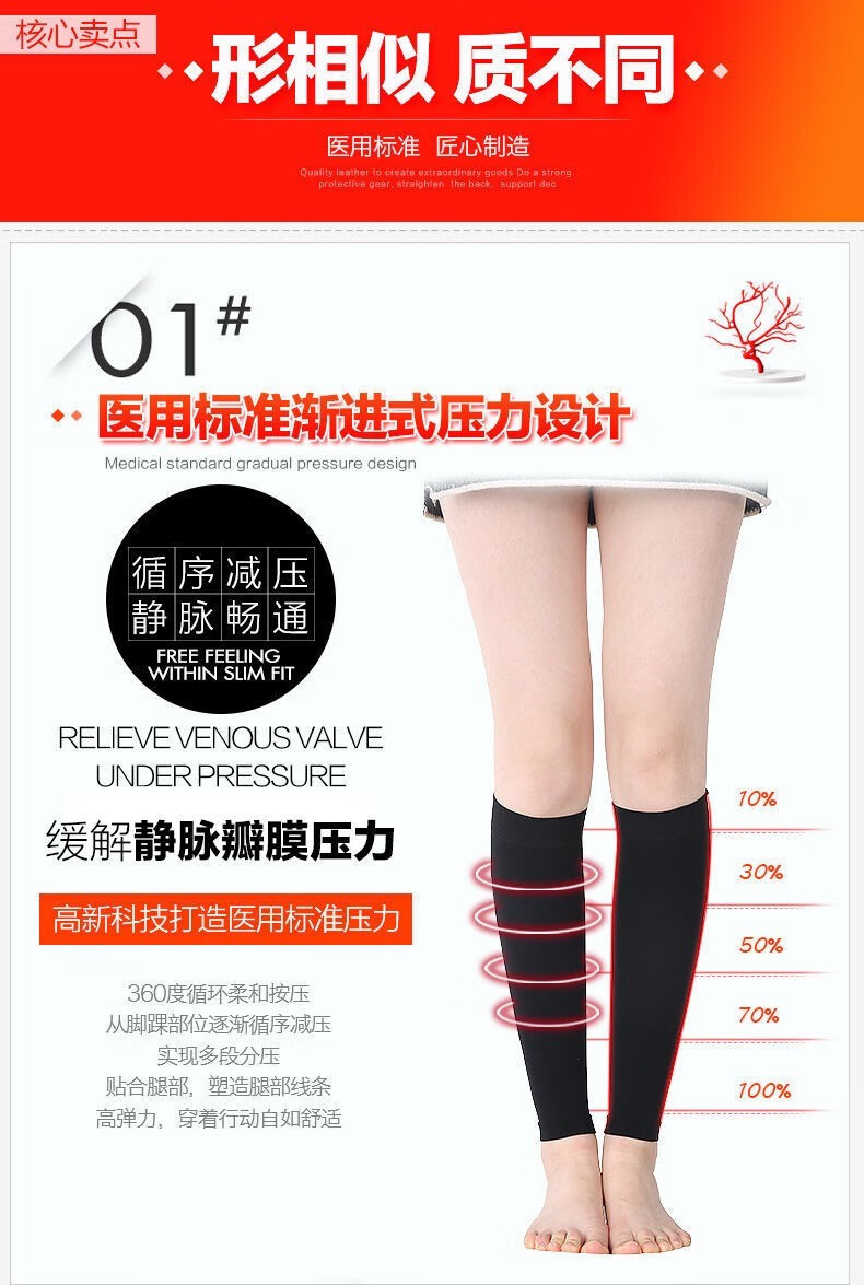 医用弹力袜治静脉曲张男女通用一二三级长筒袜术后水肿血栓孕妇医用
