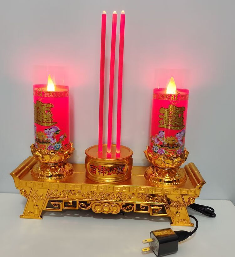 适用于yingpan电子香烛led双龙烛台电香炉电子蜡烛灯供佛香炉神蜡烛灯
