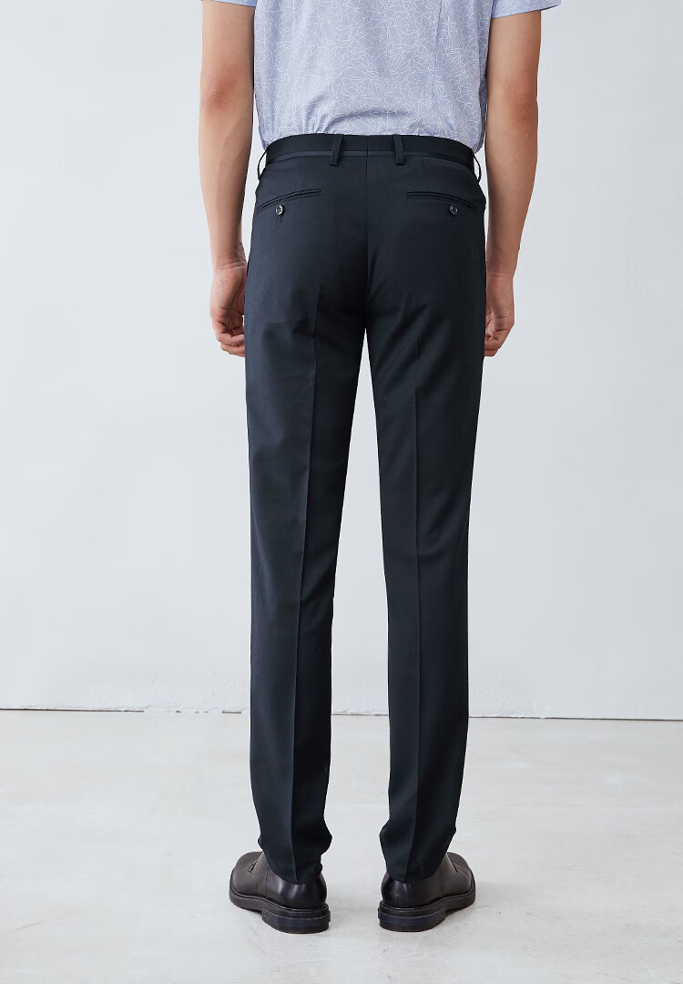 hla海澜之家净色斜纹西裤春季商务冰凉丝裤子男hkxad1r006a 藏青06