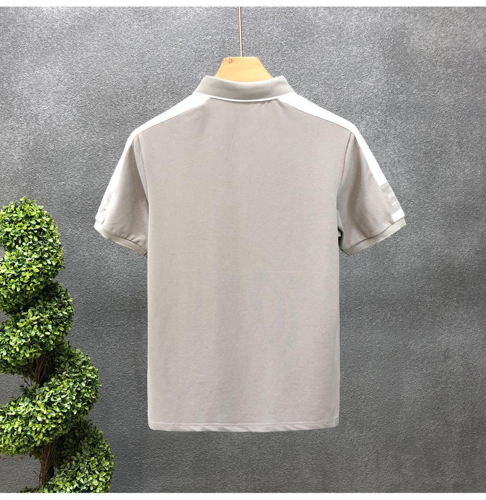 拼接翻领polo衫男潮牌潮流半袖2022夏季新款男士短袖带领高端t恤 白色