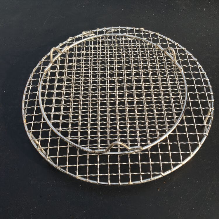 加粗带腿脚韩式圆形烤肉网不锈钢烧烤网烤肉篦子烤网 直径18cm(带脚)