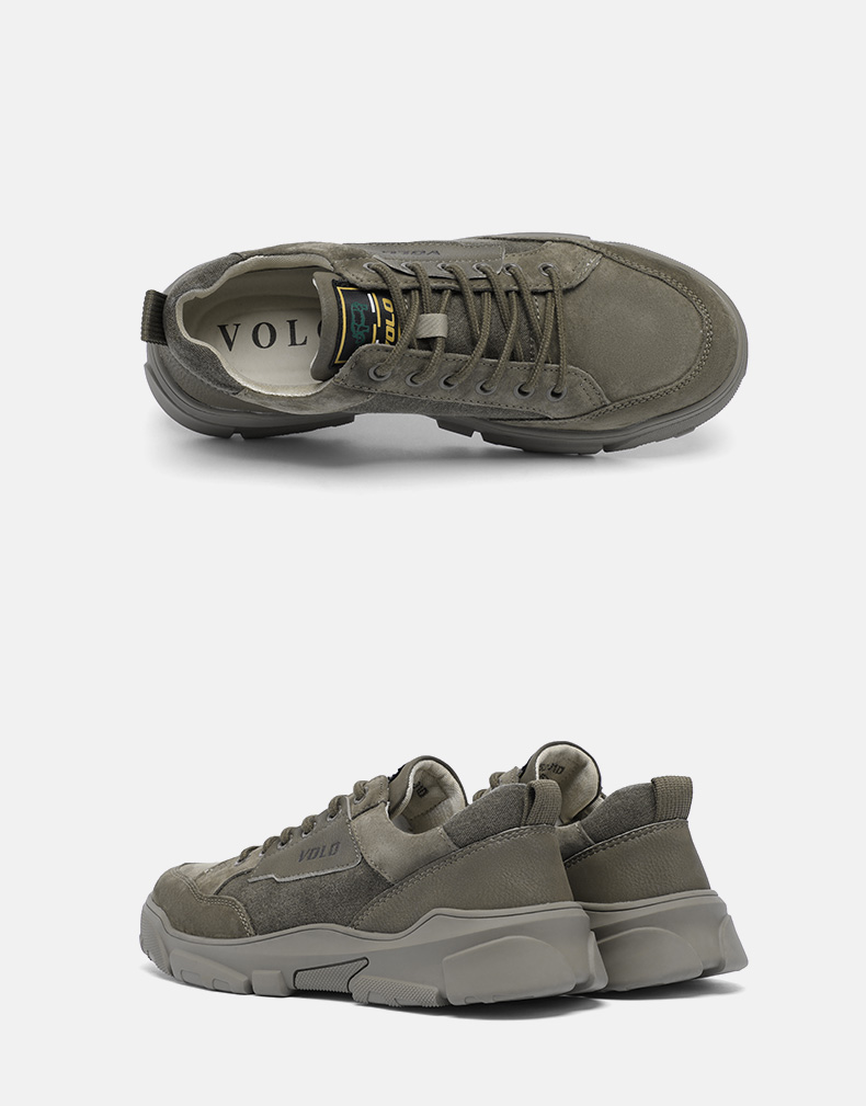 volo犀牛鞋子春秋季休闲皮鞋男士复古运动鞋百搭男鞋 卡其(多种材质