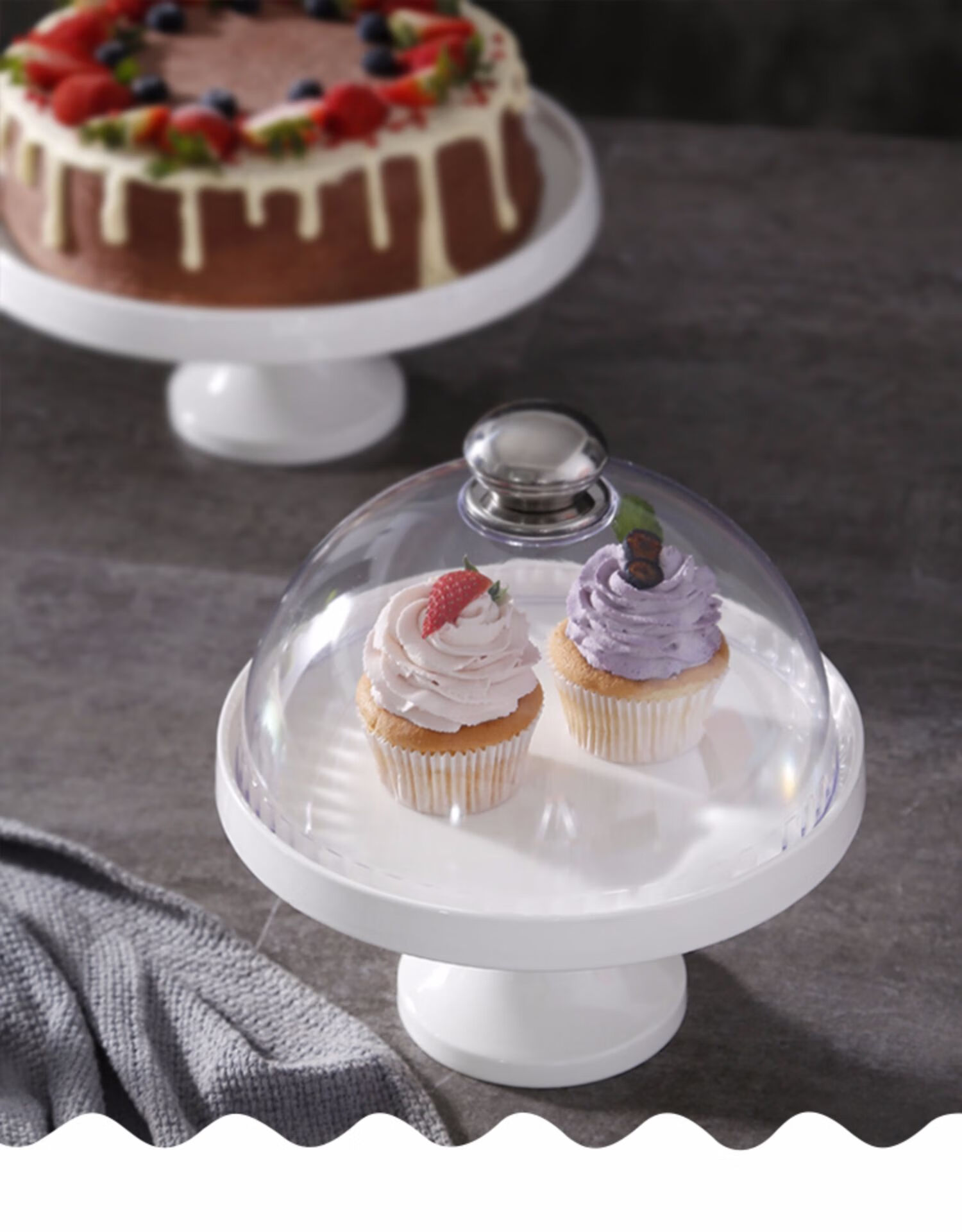 冬贵婚礼生日蛋糕高脚托盘带盖欧式陶瓷甜品点心托盘拍照展示摆台架子