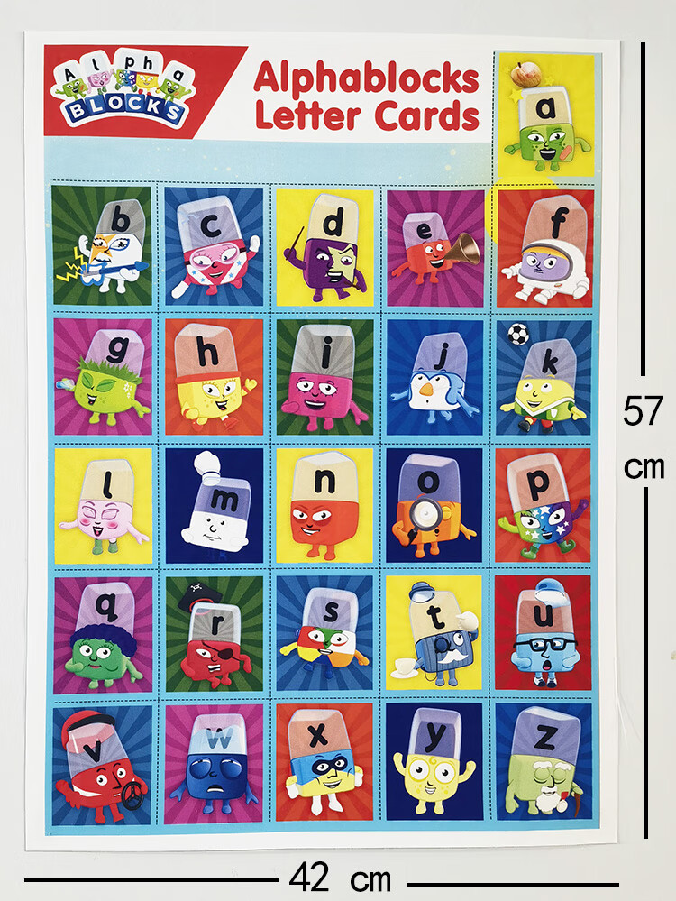 字母积木alphablocks动画游戏教具海报26英文卡片自然拼读phonics26张