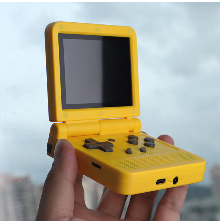 电音翻盖折叠开源掌机3吋ips屏复古gba街机64位口袋游戏机黄色16g1000