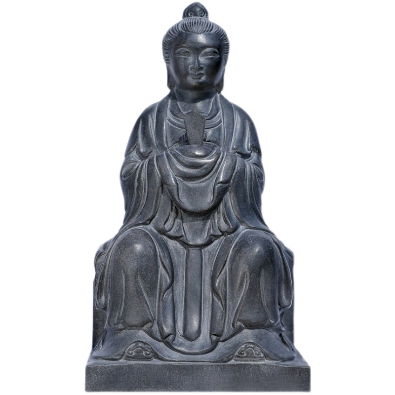 鲁寨石业石雕石头青石泰山奶奶碧霞元君泰山圣母像居家原石雕刻摆件