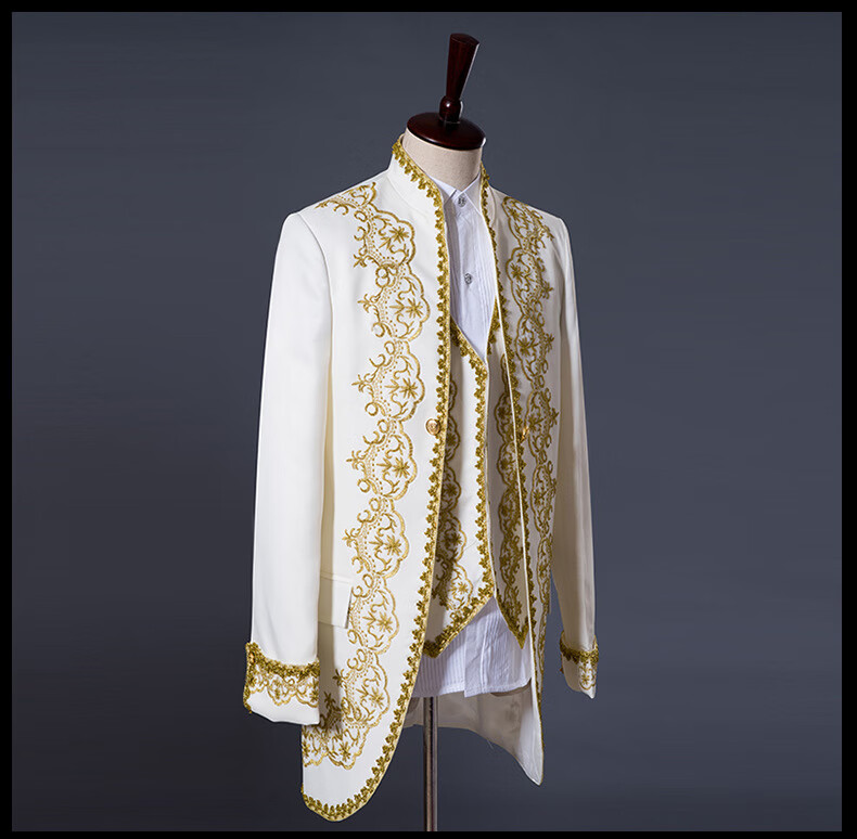 燕尾服男新款宫廷风男士燕尾礼服男士西装三件套歌剧舞台演出服 黑色