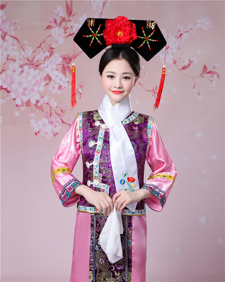 清朝格格古装还珠格格服装族旗服宫女甄嬛传年会班服演出服 紫色 身高