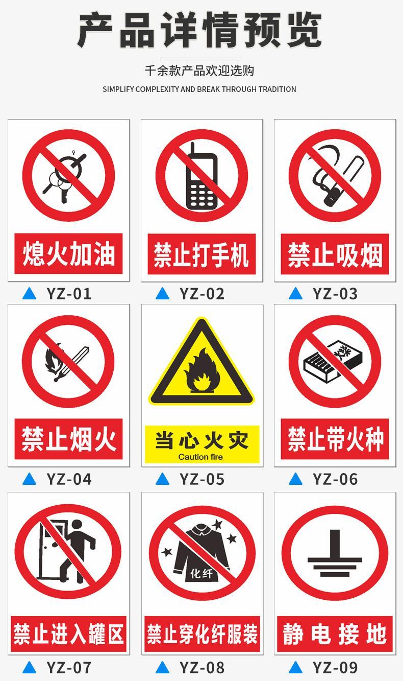 加油站警示标识牌汽油柴油禁止吸烟禁止烟火穿化纤衣服禁止打手机熄火