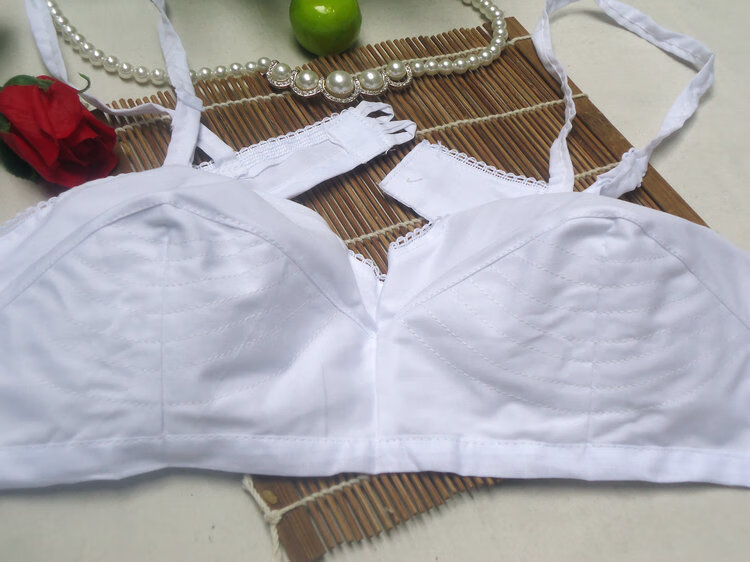 shinokoo单层全棉麻布胸罩中老年文胸纯棉内衣无钢圈大码薄款夏 白色