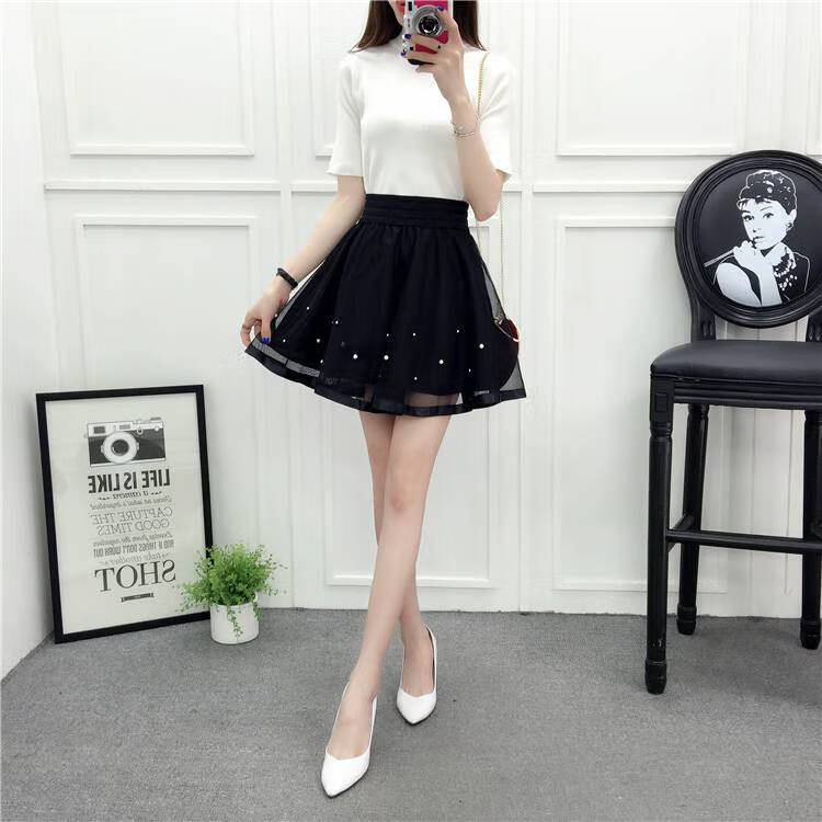 女生短裙韩版学生潮流穿的衣服高腰显高蓬蓬下身裙超仙夏天小个子百搭