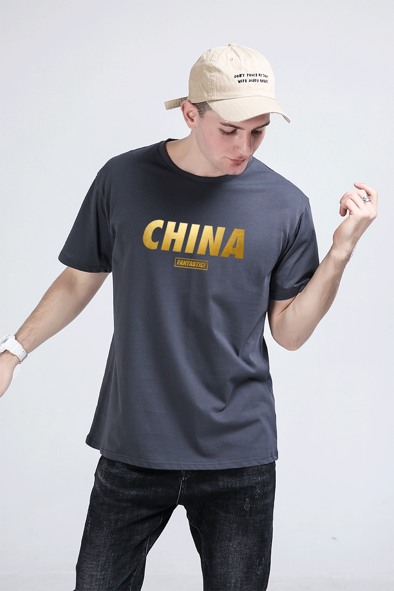 chinat恤男短袖纯棉宽松ins大码情侣学生情侣装男装上衣服黑色xl1701