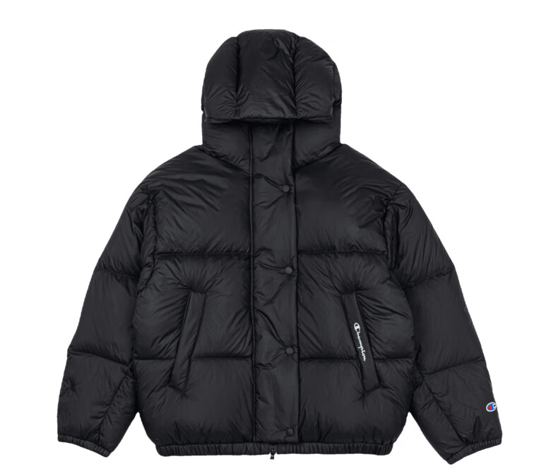 champion冠军秋冬经典女式廓形高领防风连帽羽绒服 深咖啡色 m