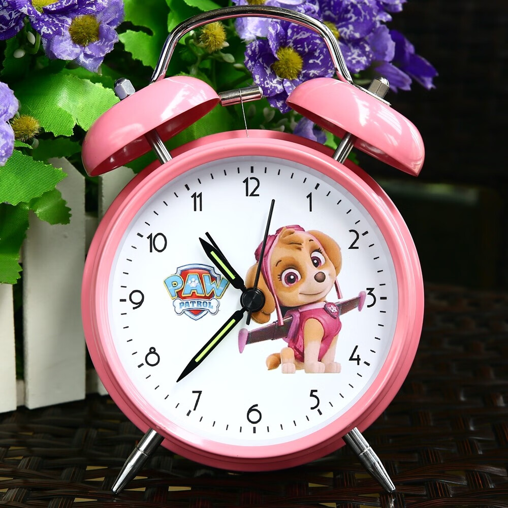 汪汪队立大功动漫卡通狗狗巡逻队小闹钟夜光学生静音打铃金属 天天