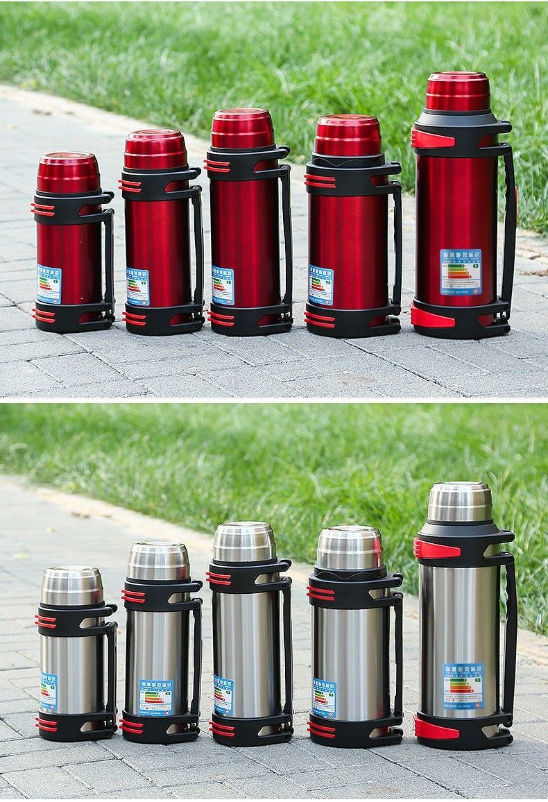 彩维 户外保温杯5升304不锈钢大容量4000ml车载家用暖水瓶1l 红色(杯